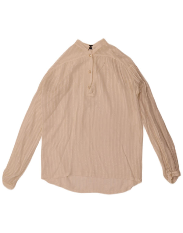 Винтажная женская рубашка-пуловер-блузка IT 44, средняя белая полоска