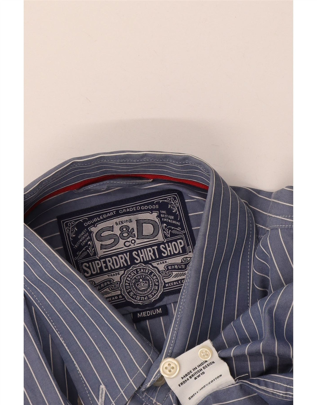 Мужская рубашка Superdry из хлопка средней синей полоски