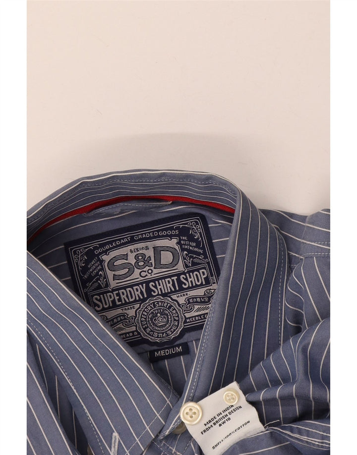 Мужская рубашка Superdry из хлопка средней синей полоски