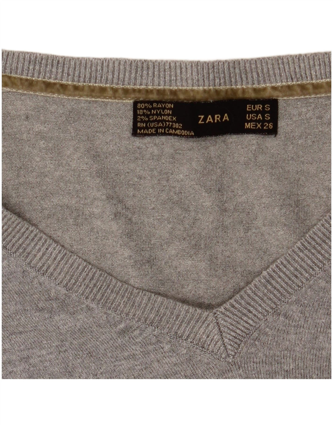 Женский укороченный джемпер с v-образным вырезом Zara UK 8, маленький серый цвет