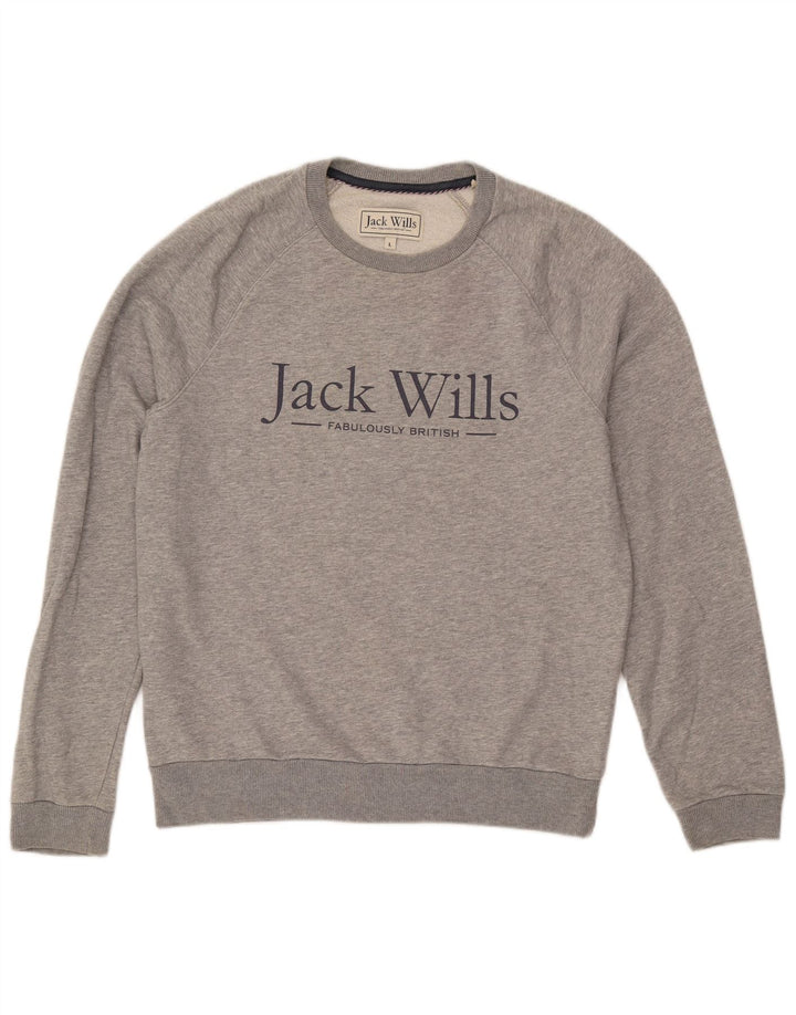 Мужской свитшот с рисунком JACK WILLS, большой серый хлопковый джемпер