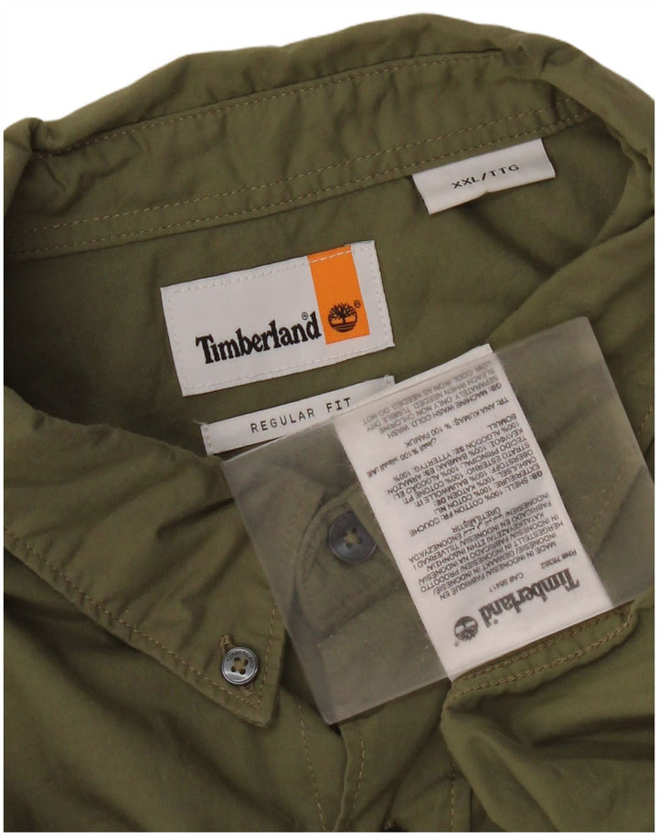 Мужская рубашка стандартного кроя Timberland 2XL, хлопок цвета хаки