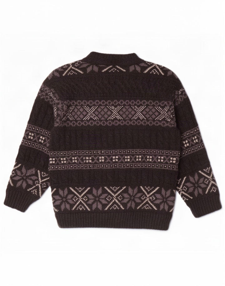 Винтажный мужской кардиган, большой серый шерстяной свитер Fair Isle