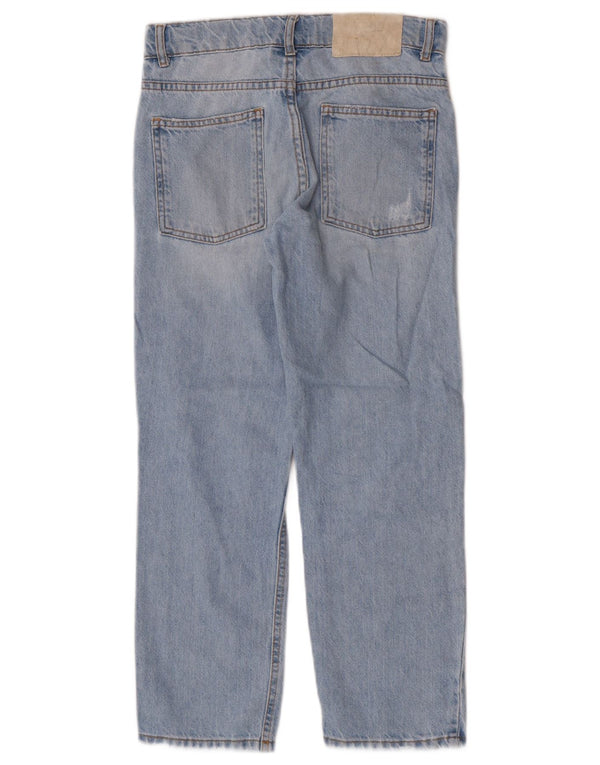 Прямые потертые джинсы ZARA для девочек 9–10 лет W26 L24, синие