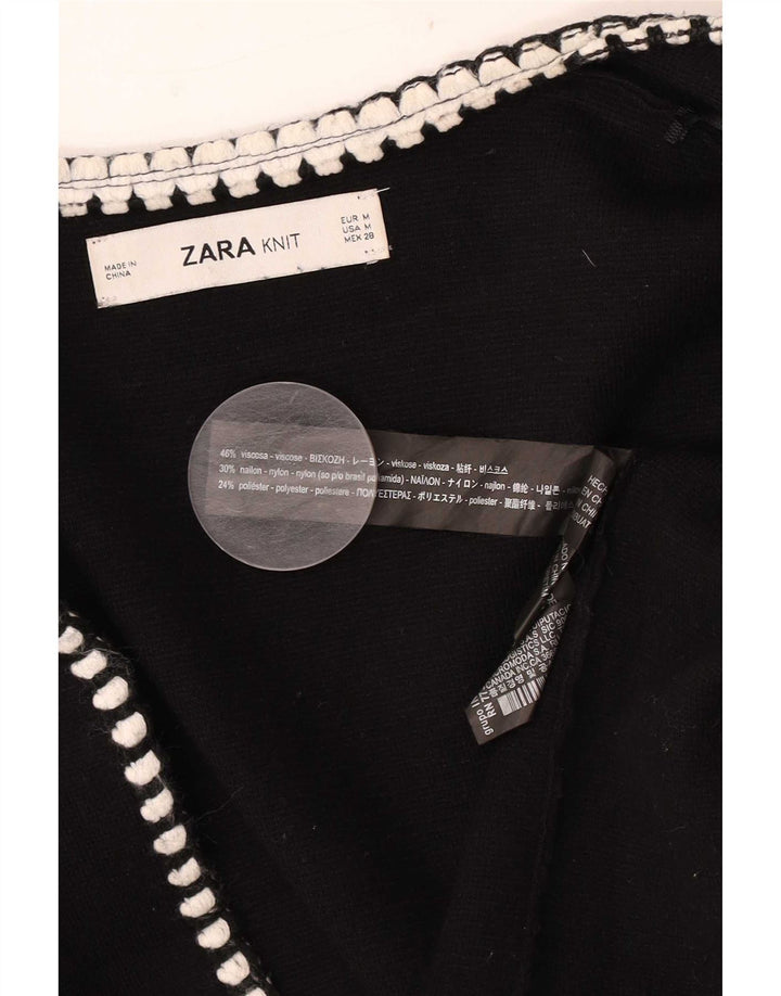 Женский удлиненный открытый кардиган Zara UK 14, средний черный вискоза