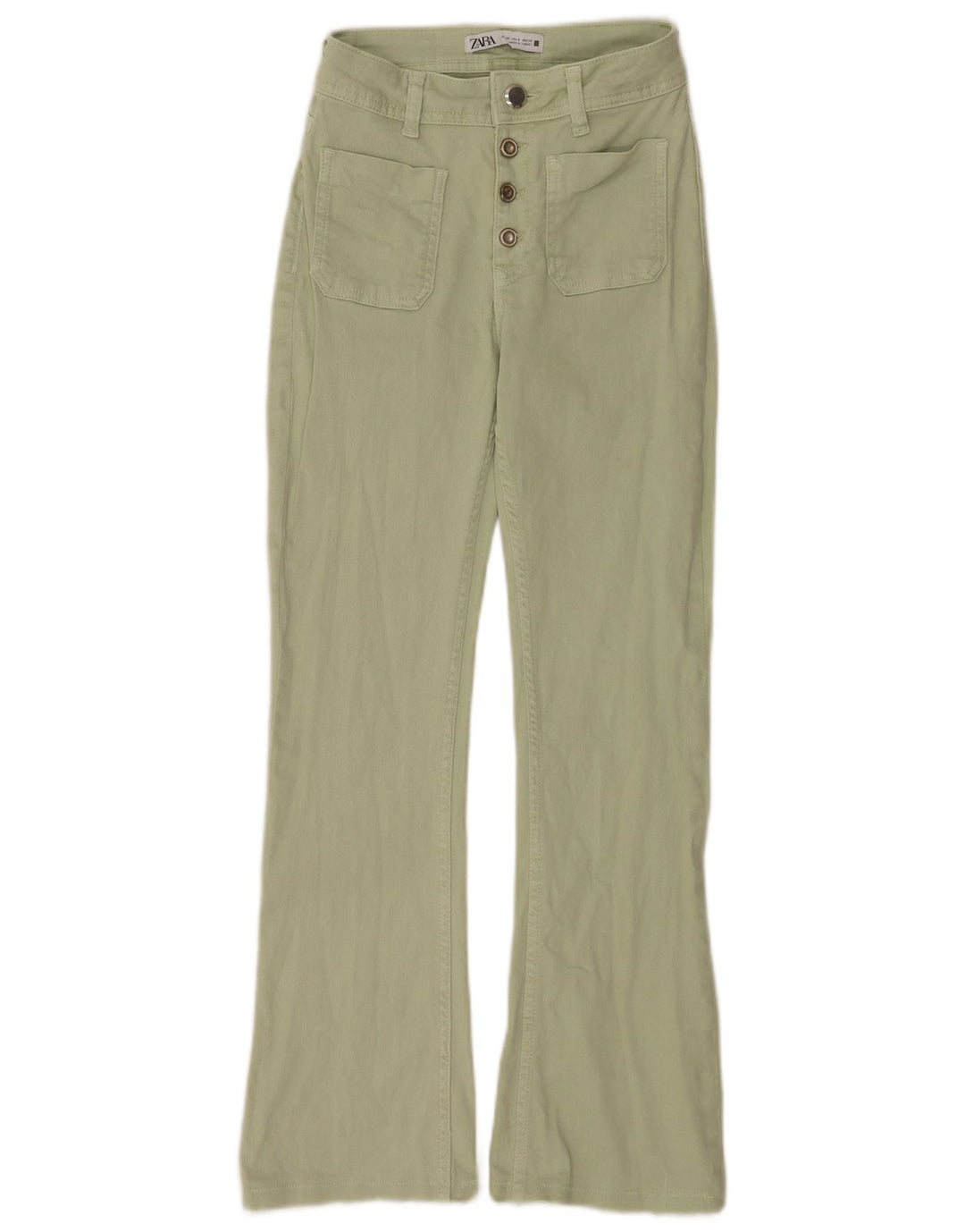 Женские расклешенные джинсы Zara EU 36 XS W26 L28 зеленые