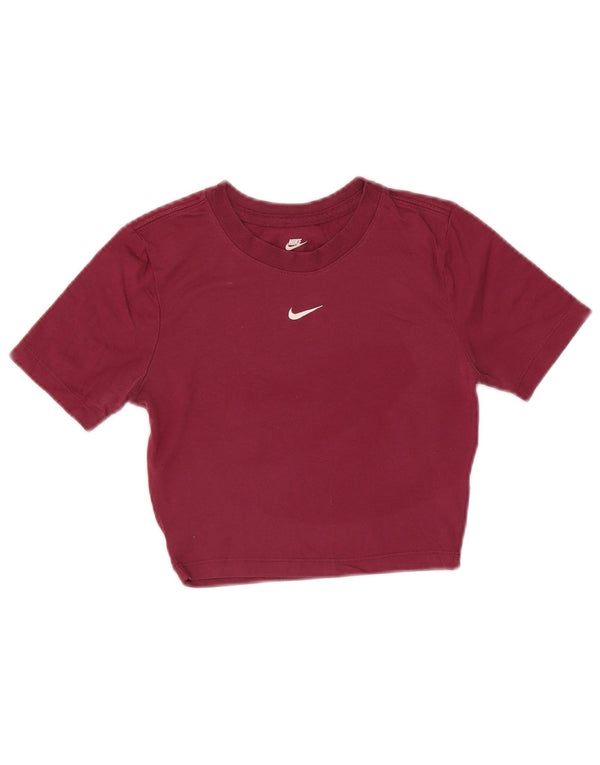 Женская укороченная футболка узкого кроя Nike UK 6 XS бордовый полиэстер
