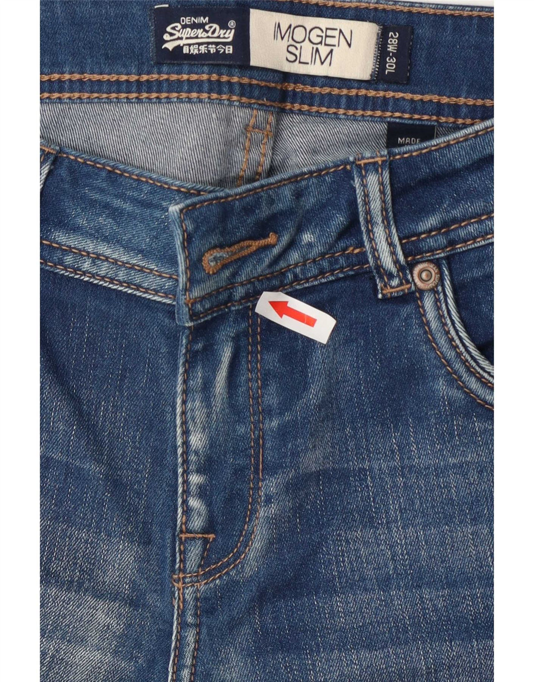 Женские узкие джинсы с потертостями Superdry Imogen W28 L30, синий хлопок