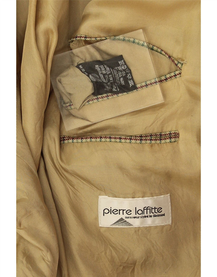 Мужской удлиненный пиджак Pierre Laffitte UK 38 средний зеленый с узором «гусиные лапки»