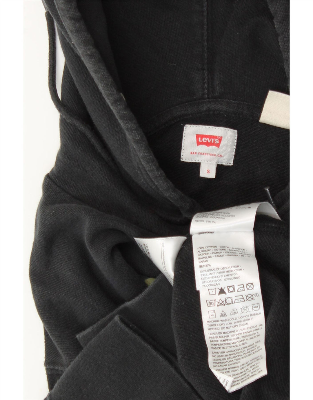Мужской джемпер с капюшоном LEVI'S, маленький черный, хлопковый
