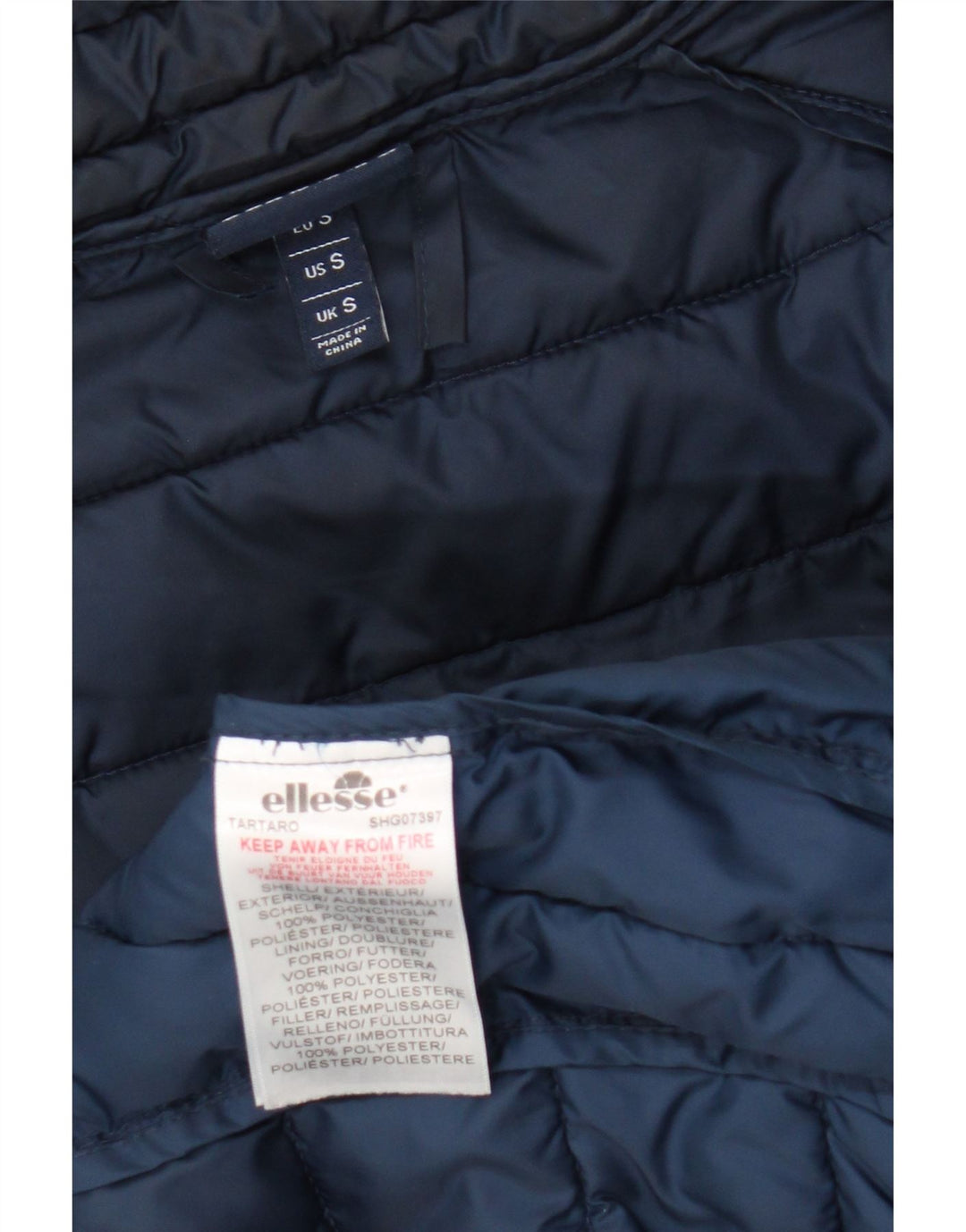 Мужская стеганая куртка Ellesse UK 36, маленькая синяя, полиэстер с цветными блоками