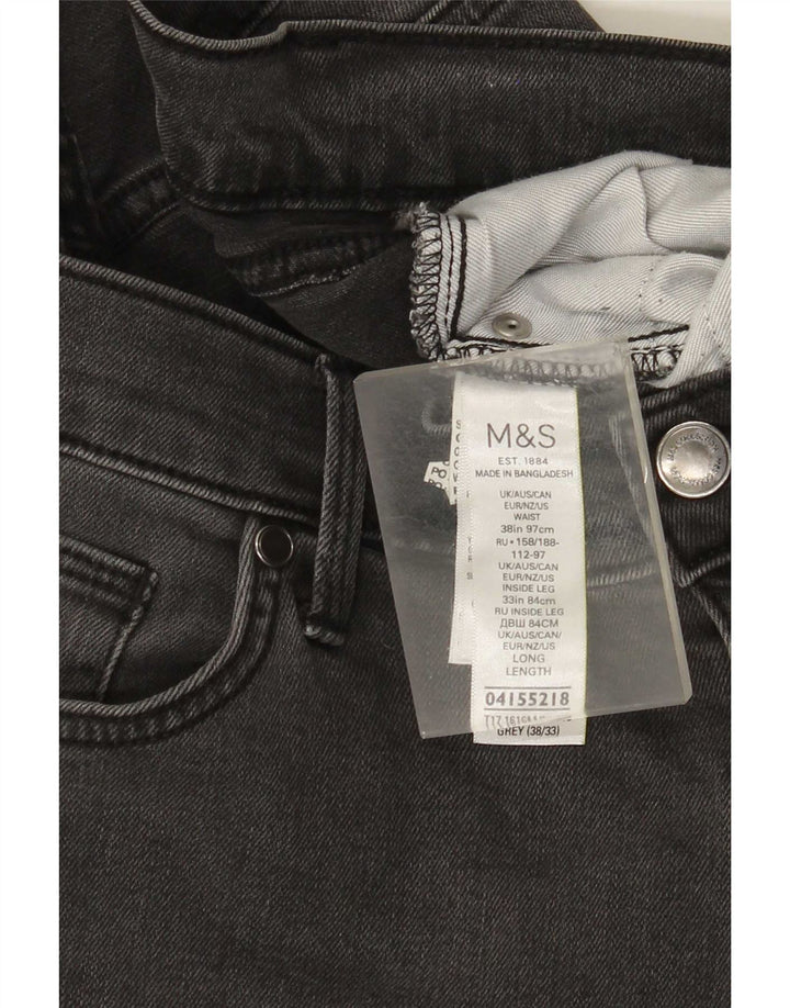 Мужские прямые джинсы Marks & Spencer W38 L33 серые, хлопковые
