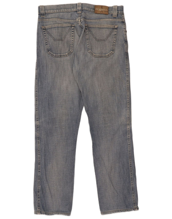 Jeckerson Mens Straight Jeans W34 L31 Blue Cotton