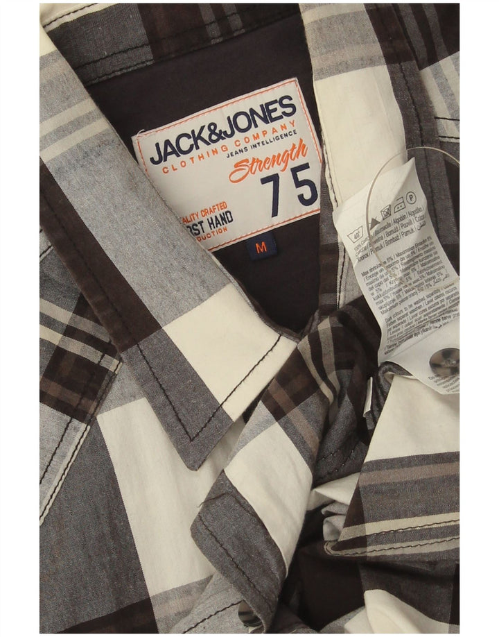 Мужская рубашка с коротким рукавом Jack & Jones, хлопковая, черная, среднего размера