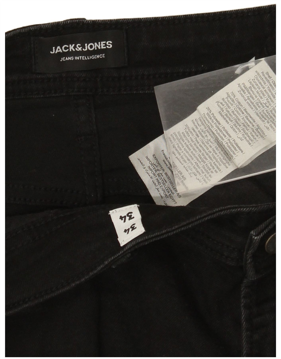 Мужские прямые джинсы Jack & Jones W34 L34, черный хлопок
