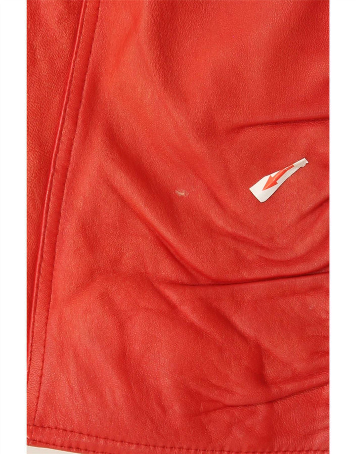 VINTAGE Женская укороченная кожаная куртка-борцовка IT 42 Medium Red Leather