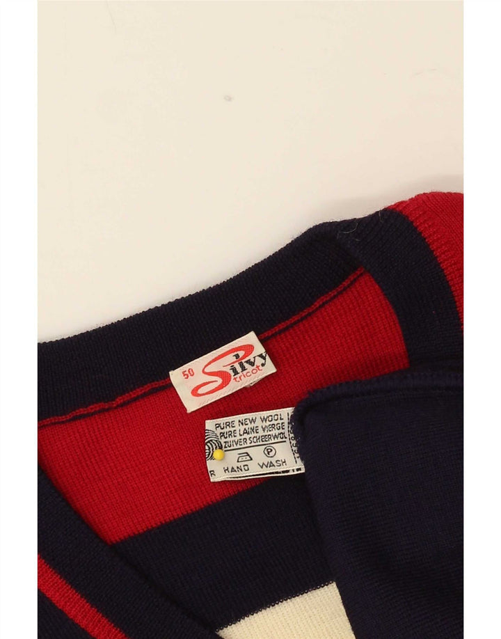 Мужской джемпер с v-образным вырезом Silvy IT 50 Medium Navy Blue Colourblock