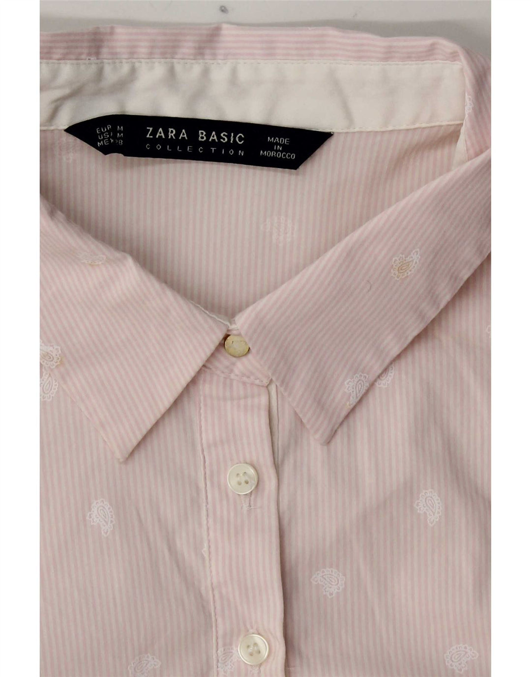 Женская рубашка-пуловер с длинным рукавом Zara UK 12, хлопок среднего розового цвета с пейсли
