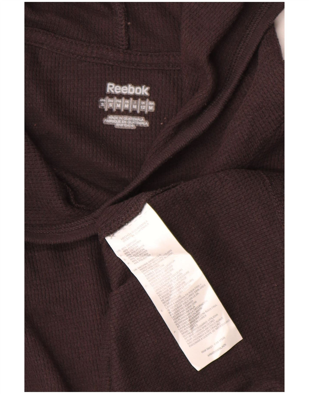 Женский топ с капюшоном Reebok с длинным рукавом UK 12, хлопковый средний коричневый цвет