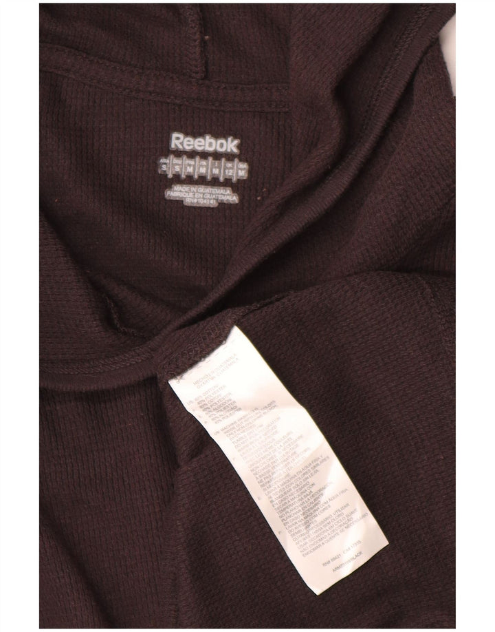 Женский топ с капюшоном Reebok с длинным рукавом UK 12, хлопковый средний коричневый цвет