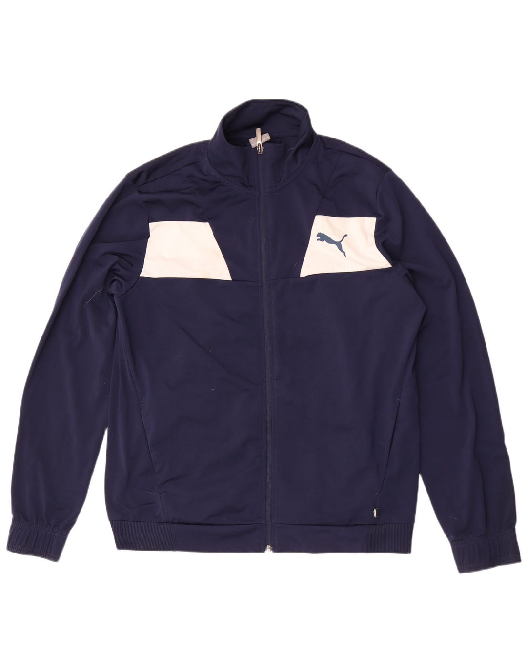 Мужской спортивный костюм Puma, большая куртка из полиэстера с цветными блоками темно-синего цвета