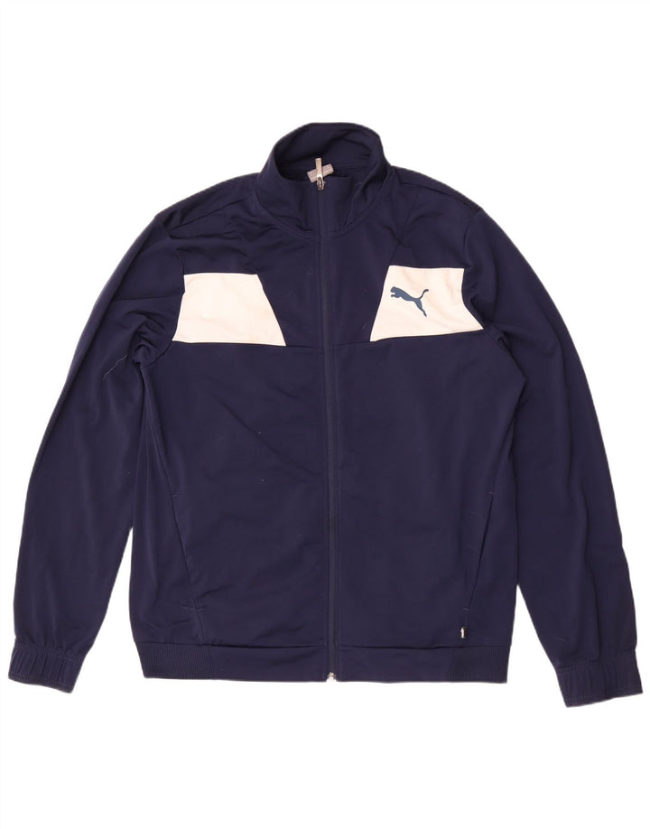 Мужской спортивный костюм Puma, большая куртка из полиэстера с цветными блоками темно-синего цвета