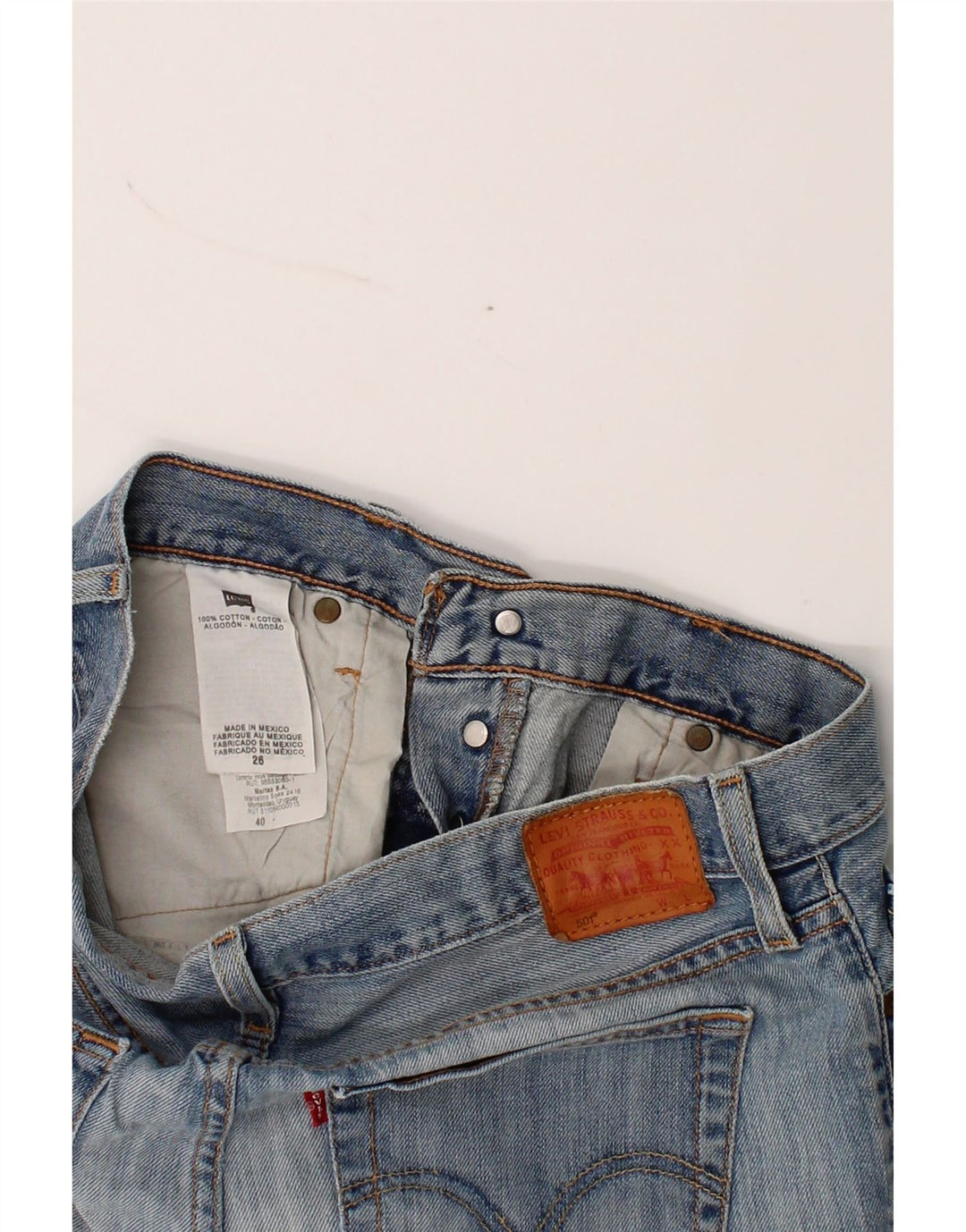 LEVI'S Womens Denim Shorts W26 Small Blue Cotton Vintage Levi's and Second-Hand Levi's from Messina Hembry 