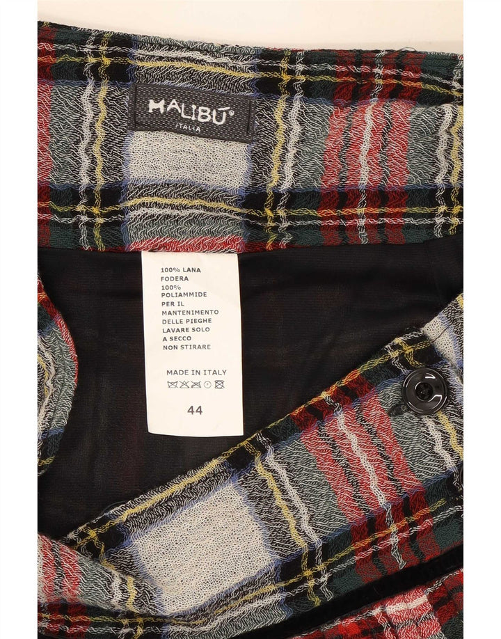 Винтажная женская плиссированная юбка с запахом IT 44 Medium W30 в разноцветную клетку