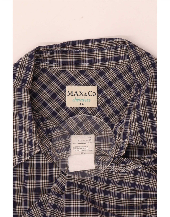 Женская рубашка Max & Co. UK 14, средний темно-синий цвет в клетку, хлопок