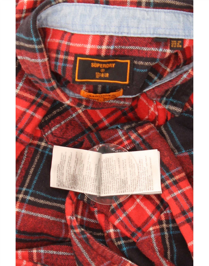 Женская фланелевая рубашка Superdry, Великобритания 10, маленький размер, красная клетка, хлопок