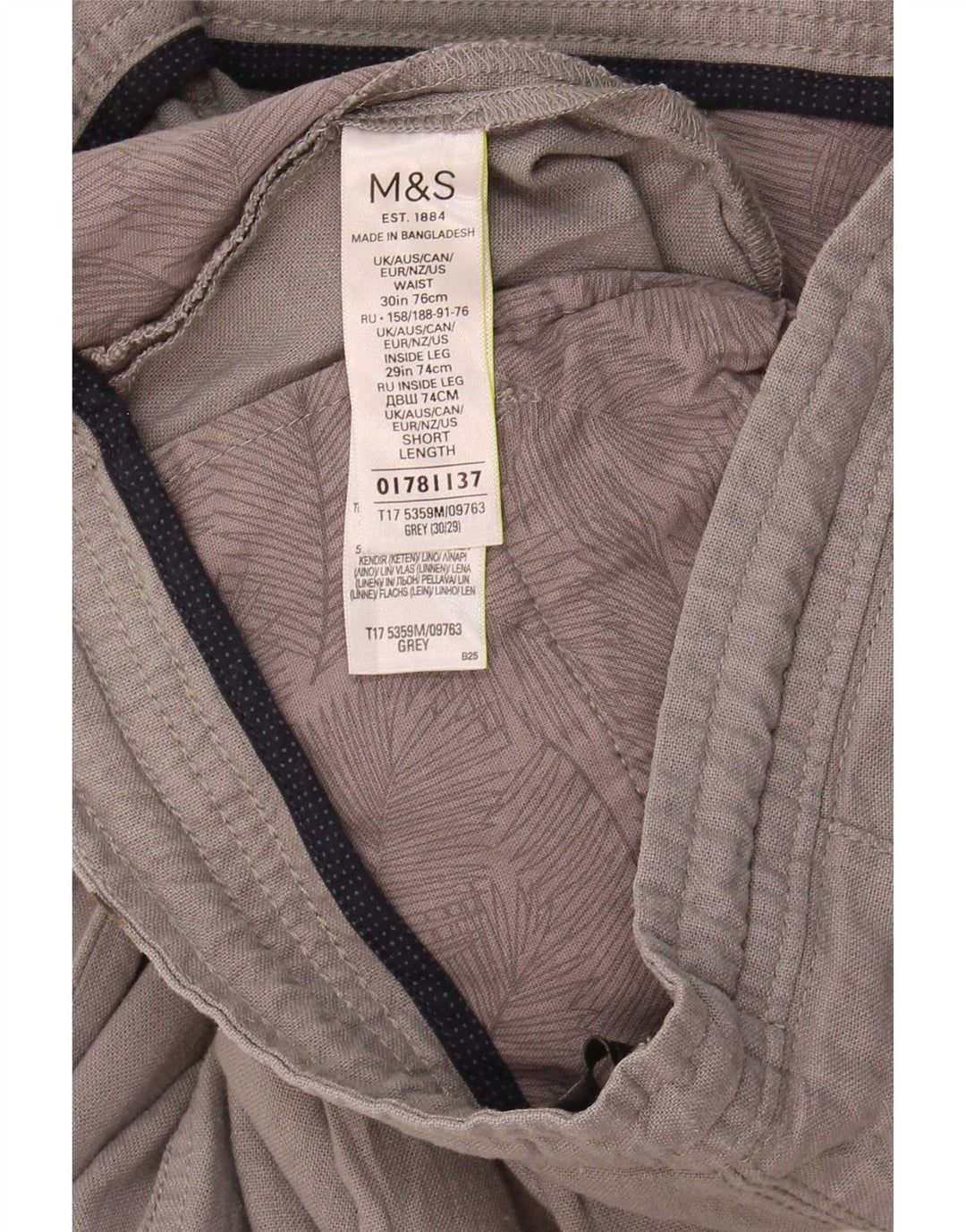 Женские прямые брюки чиносы Marks & Spencer W30 L27 серые льняные