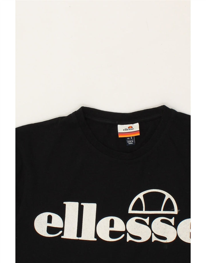 ELLESSE Mens Graphic T-Shirt Top Small Black Cotton Vintage Ellesse and Second-Hand Ellesse from Messina Hembry 