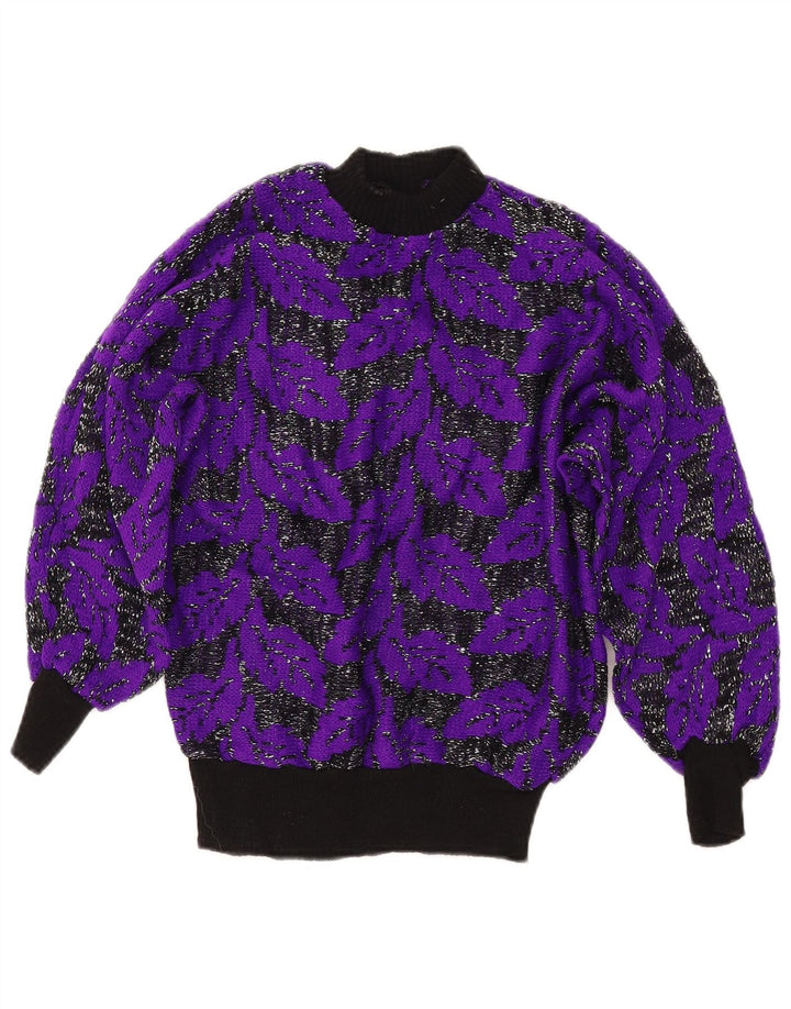 ВИНТАЖНЫЙ женский джемпер с высоким воротником, Великобритания, 8 маленьких фиолетовых цветных блоков