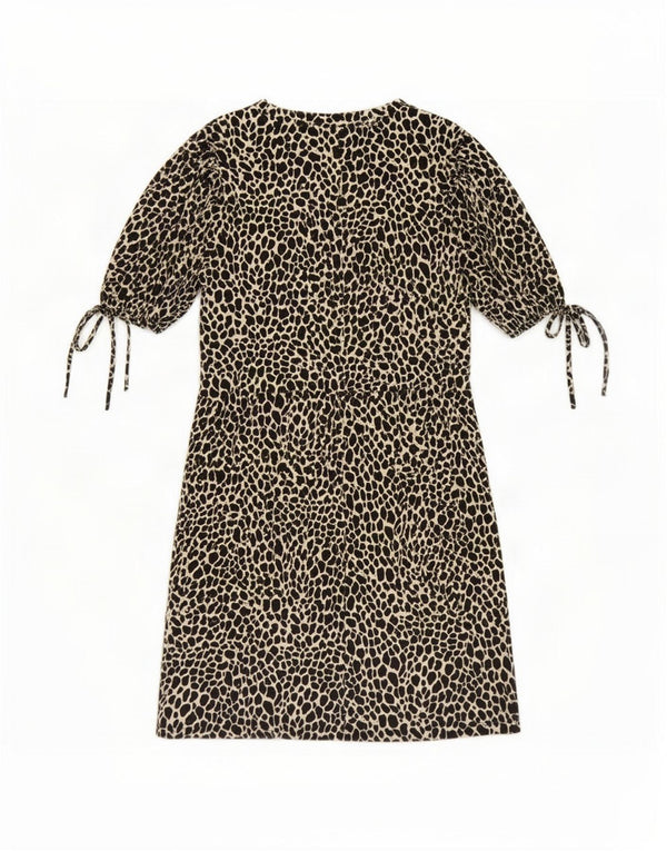 Женское платье прямого кроя Topshop UK 10, маленький черный хлопок с животным принтом