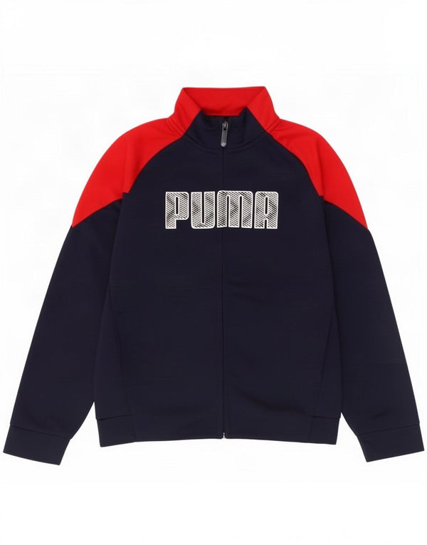 Спортивный костюм Puma для мальчиков с графическим рисунком, верхняя куртка 9–10 лет, темно-синий с цветными блоками
