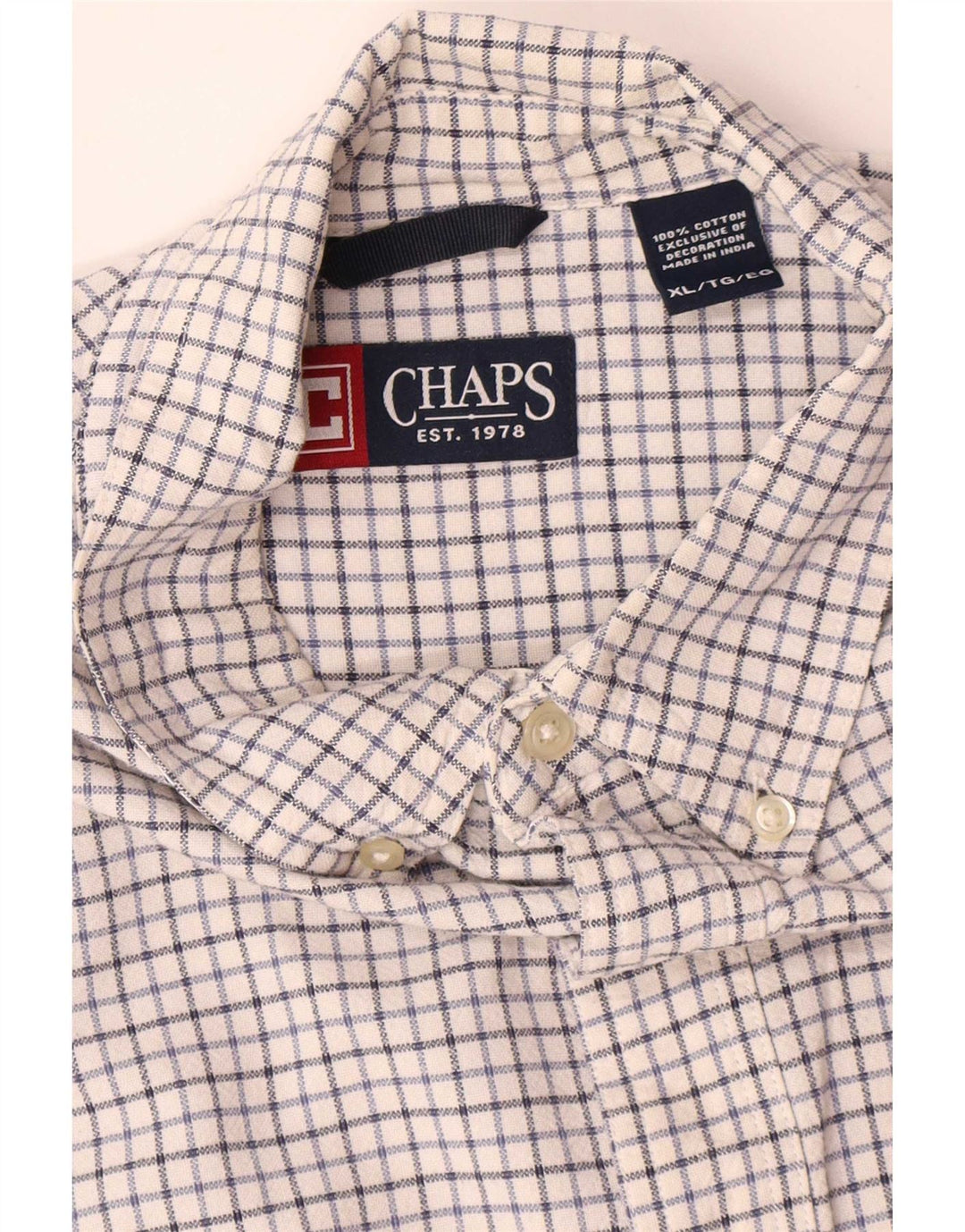 Мужская рубашка Chaps XL в белую клетку из хлопка