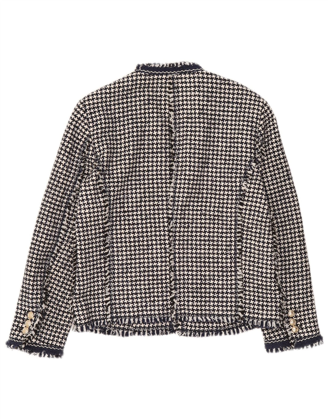 Женский открытый пиджак Zara UK 12, средний черный с узором «гусиные лапки»
