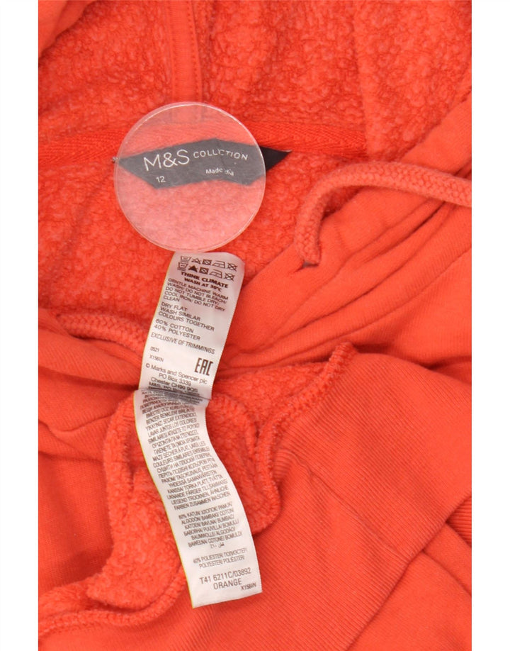 Женский джемпер с капюшоном оверсайз Marks & Spencer UK 12, хлопковый средний оранжевый