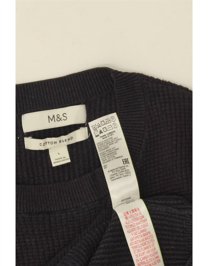 Мужской джемпер с круглым вырезом Marks & Spencer, большой темно-синий полиэстер