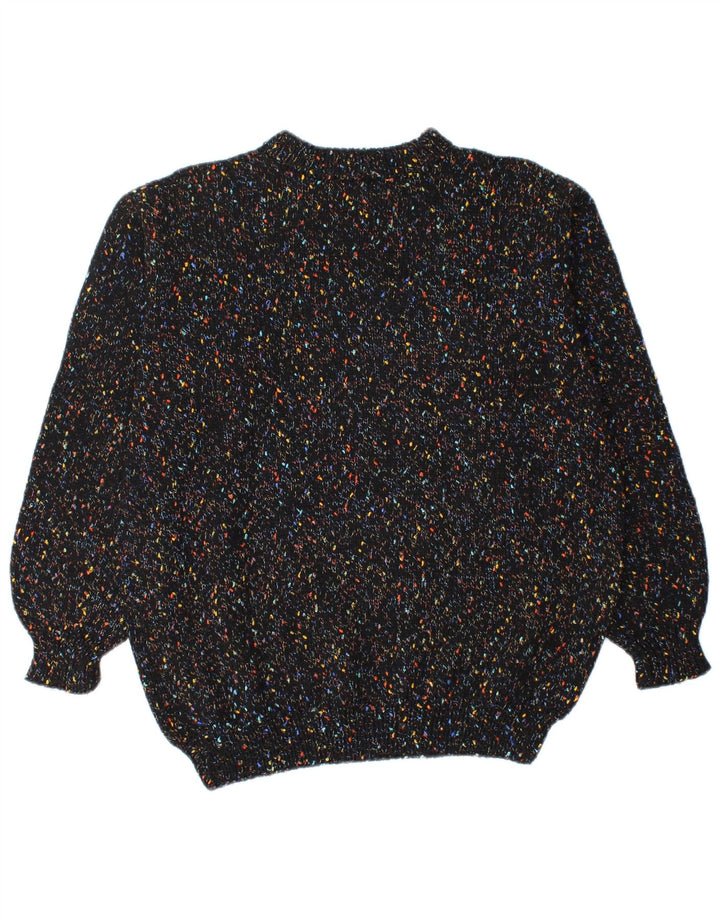 Винтажный мужской свитер с высоким воротником, средний черный в крапинку