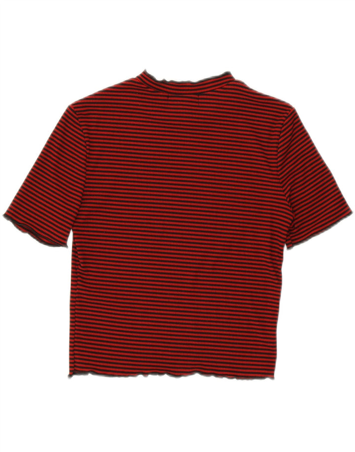 ZARA Womens Blouse Top UK 8 Small Burgundy Striped Vintage Zara and Second-Hand Zara from Messina Hembry 