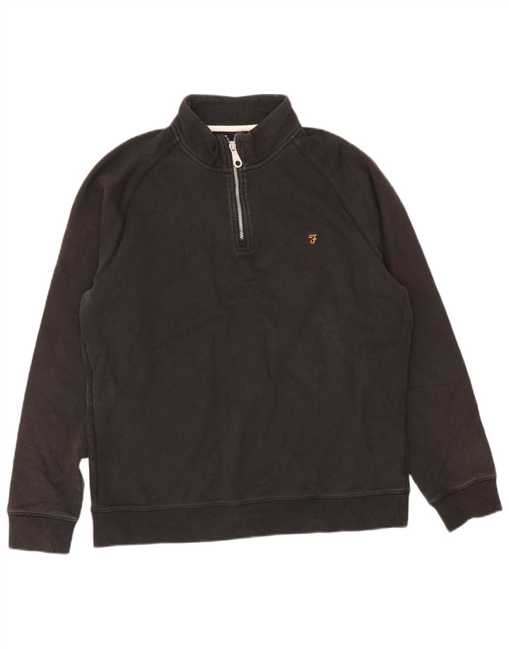 Мужской свитшот с воротником на молнии Farah XL, черный хлопок