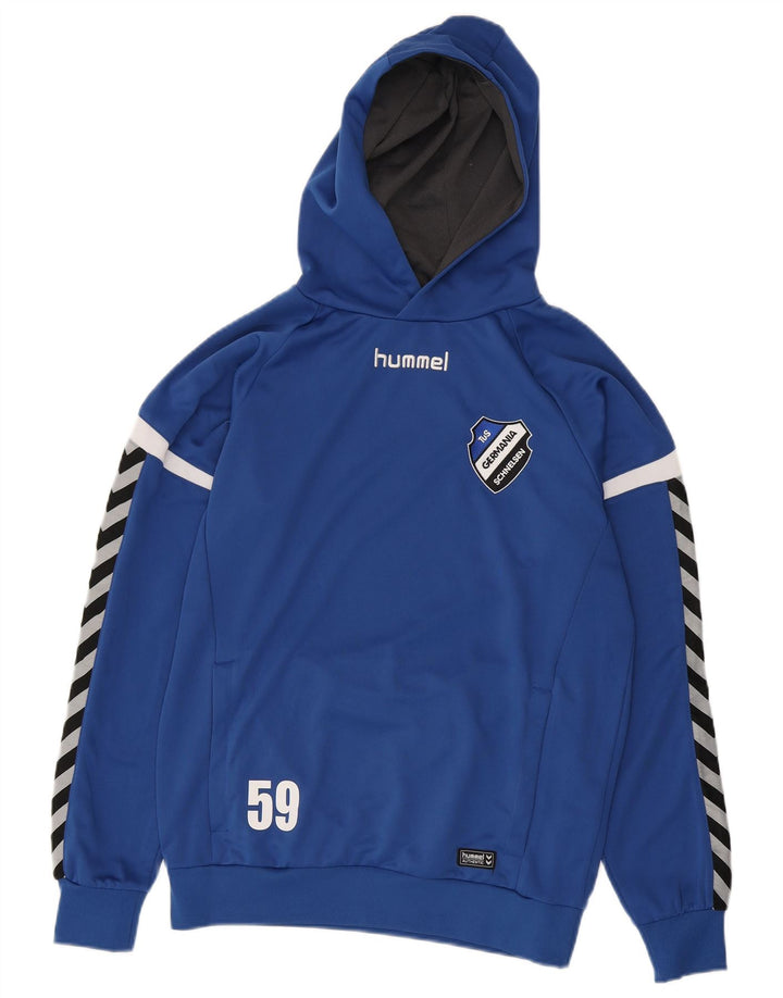 Hummel Мужской джемпер с капюшоном с рисунком, маленький синий, полиэстер