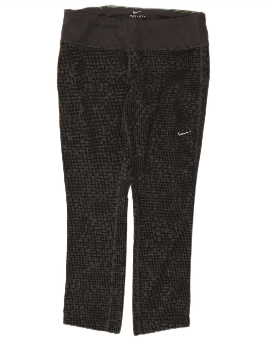 Женские леггинсы-капри Nike Dri Fit UK 8, маленькие черные, полиэстер с геометрическим рисунком