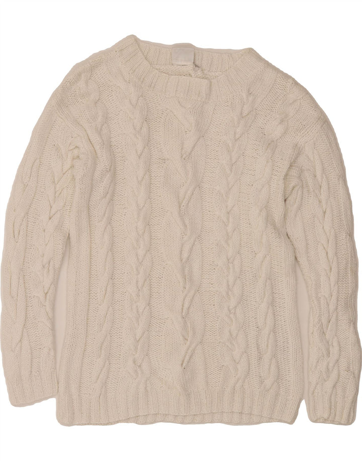 MADELEINE Womens Boat Neck Jumper Sweater EU 38/40 Medium White Linen Vintage Madeleine and Second-Hand Madeleine from Messina Hembry 