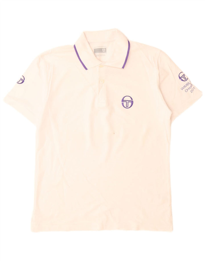 Мужская рубашка-поло с графическим рисунком Sergio Tacchini, маленький белый хлопок, хлопок