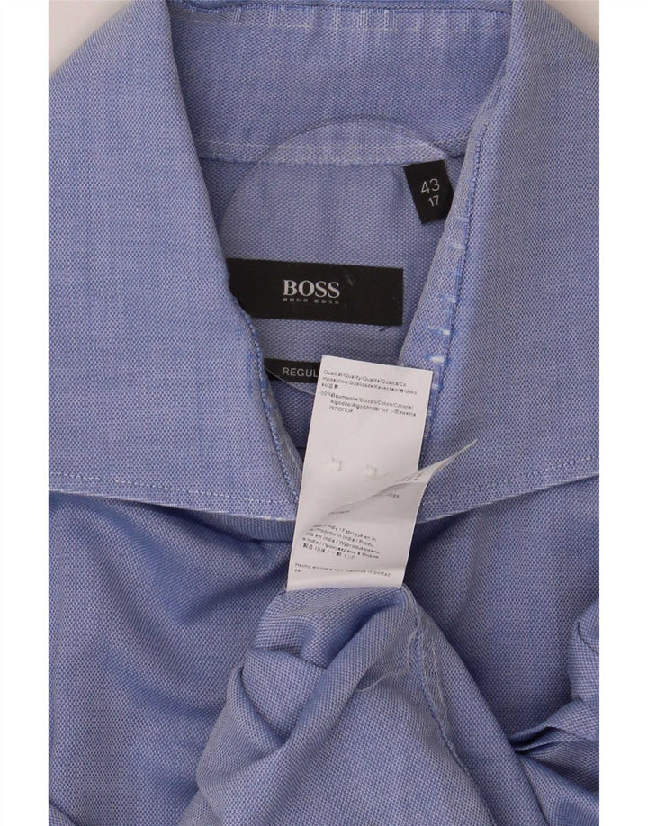 Мужская рубашка обычного кроя Hugo Boss, размер 43, 17 XL, синяя, хлопок