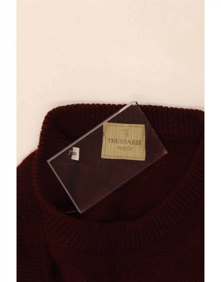 Мужской свитер TRUSSARDI с круглым вырезом 2XL, темно-бордовый, шерсть