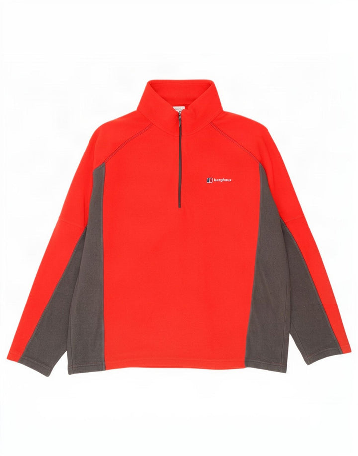Berghaus Мужской флисовый джемпер с воротником на молнии, средний красный, полиэстер с цветными блоками