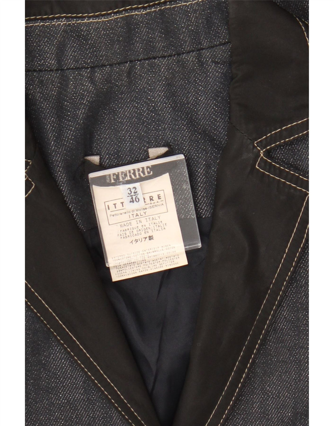 Женский джинсовый пиджак с 1 пуговицей Ferre IT 46, большой темно-синий, хлопок